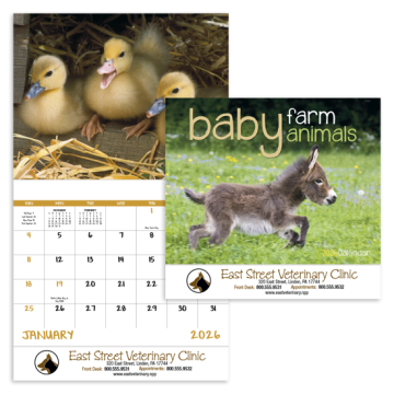 Baby Farm Animals Wall Calendar - Stapled